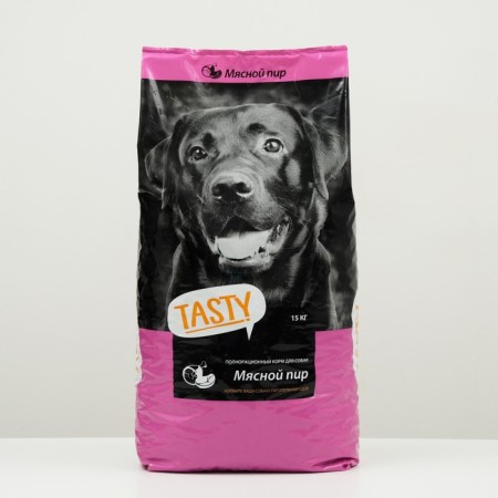 Dry food Tasty for dogs, meat feast, 15 kg