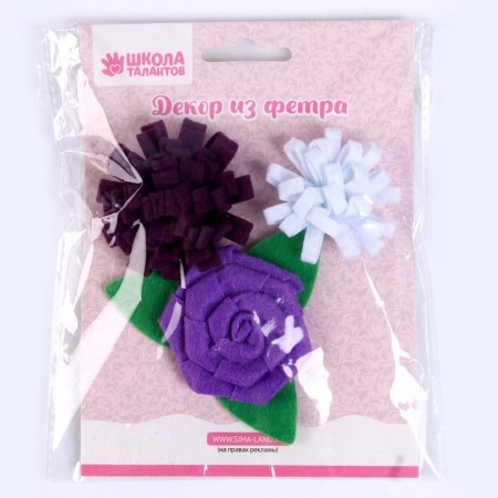 Set for creativity: Decor made of felt and a set of beads "Flower composition"-4