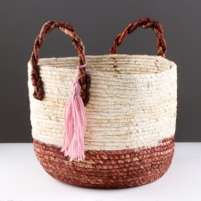 Argentina storage basket, with handles, 30 x 25 x 24.5 cm, natural, burgundy