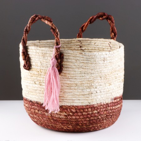 Argentina storage basket, with handles, 30 x 25 x 24.5 cm, natural, burgundy