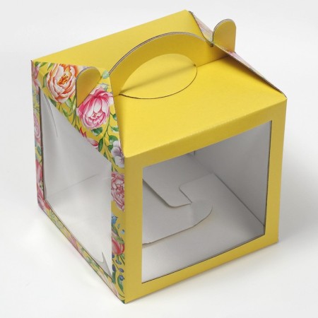 Confectionery box with a window, a chest, packaging, “watercolor flowers” ​​20 x 20 x 20 cm-4