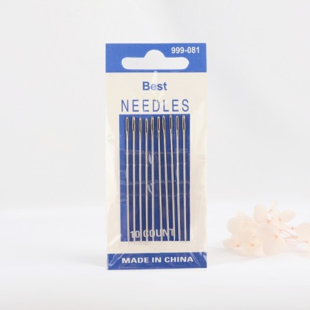 Sewing needles, d = 1.03 mm, 5.6 cm, with a gold ear, 10 pcs