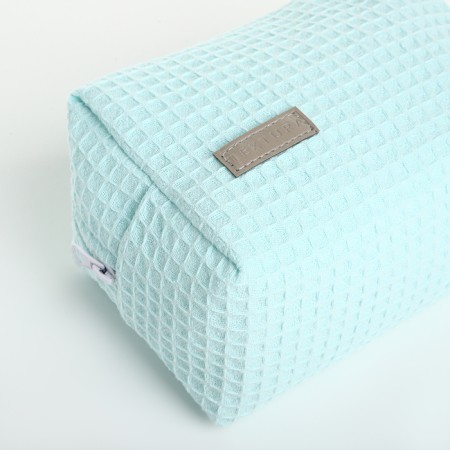 Cosmetic bag at the zipper textura, turquoise color-6