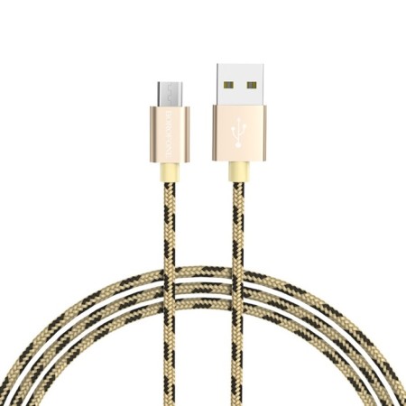 Cable Borofone BX24, MicroUSB - USB, 2.4 A, 1 m, nylon braid, golden-1