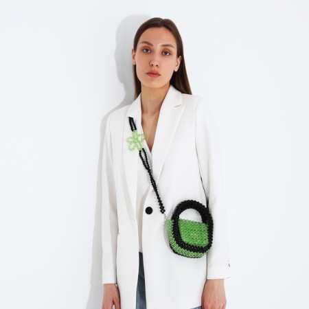 Bag-clate on magnet, long belt, green color-5