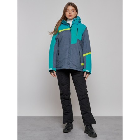 Ski jacket female winter, size 56, green color-1