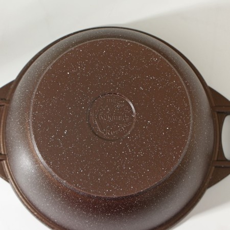 Pan, 3 l, d = 24.5 cm, h = 17 cm, glass cover, anti -stick coating, color coffee marble-2