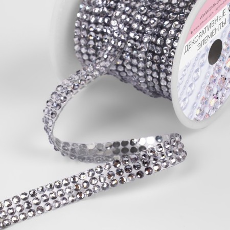 Thermoclay rhinestones, d = 3 mm, width - 10 mm, 4.5 ± 0.5 m, silver color-1