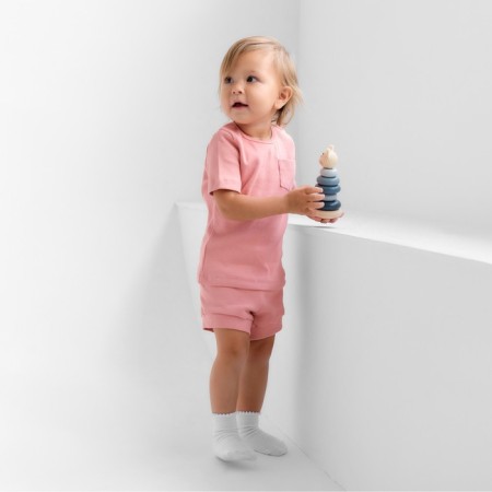 Kit for children (T-shirt and shorts) minku, dust pink, height 62-68 cm-2