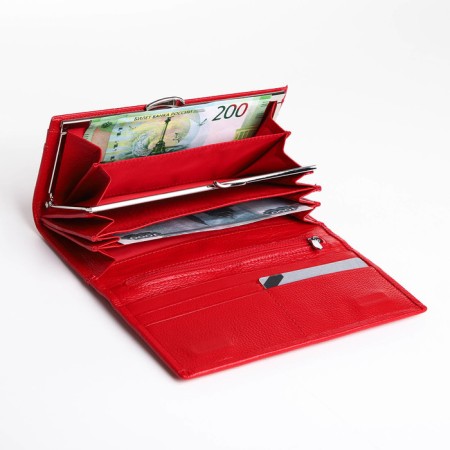 Women's wallet on magnet, red color-3