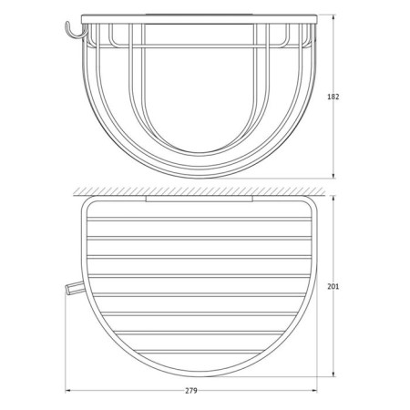 Red-cutting shelf with hook and holder of washcloths 26 cm, chrome-1