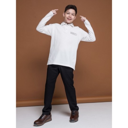 Polo for a boy with a long sleeve Pelican, height 134 cm, milk color-6