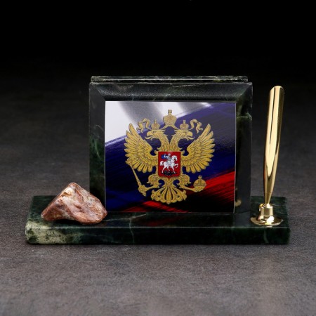 Набор настольный "Флаг с гербом", змеевик-2
