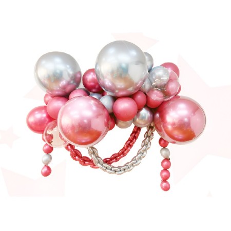 Set for creating compositions from balloons, set of 52 pcs., Silver, pink