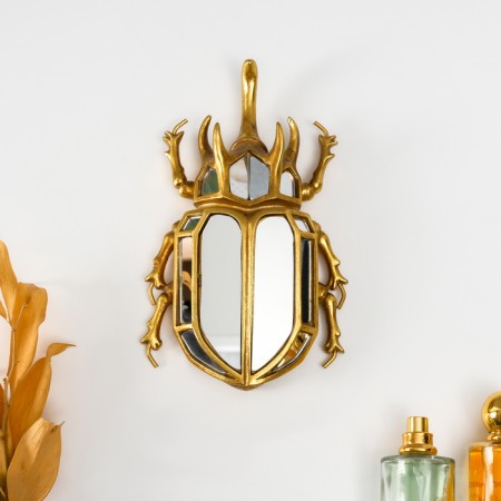 Panel interior polystone "Mirror beetle rhino" gold 13x4x22 cm