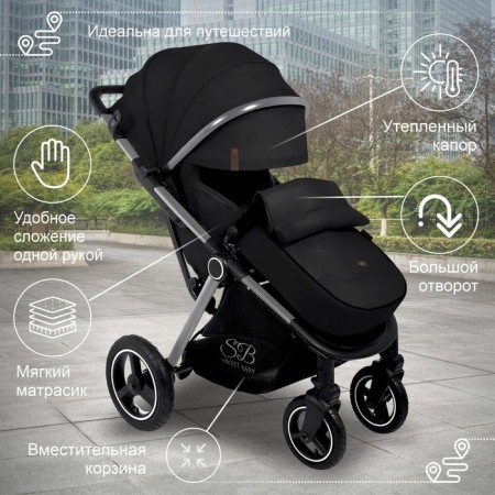 Walking stroller Sweet Baby Compatto, Silver Black color-2