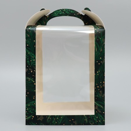 Folding box for a small cake "Christmas tree", 15 x 15 x 18 cm, new year-3