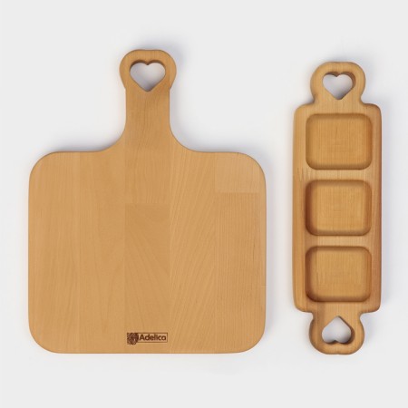Gift set of ADELICA wooden dishes, cutting board, exchange 3 sections, oil as a gift 100 ml, birch-8