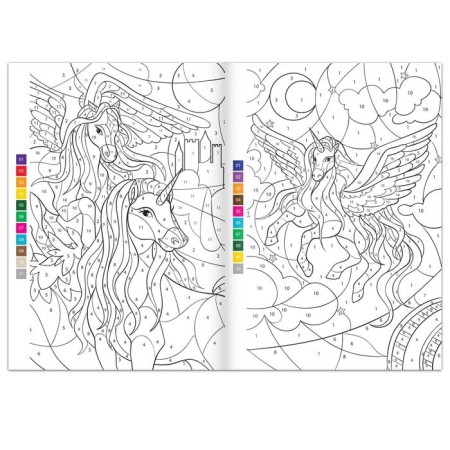 Coloring on the numbers "Magic Unicorns", 16 pp., A4 format-2