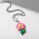 The pendant "Joy" flower, the color is pink green in silver, 40 cm