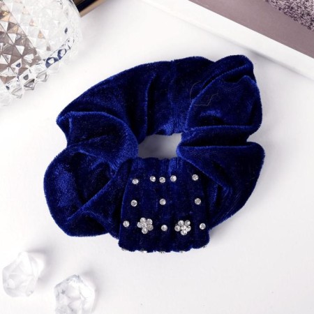 Hair elastic band "Orbit" bright blue velvet-1