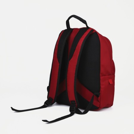 A backpack with a zipper, rise, 2 outer pockets, a laptop department, red color-3