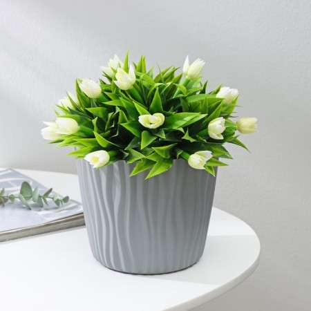Kashpo for flowers with an insert “wave”, 2 l, d = 16 cm, h = 13.5 cm, color gray color