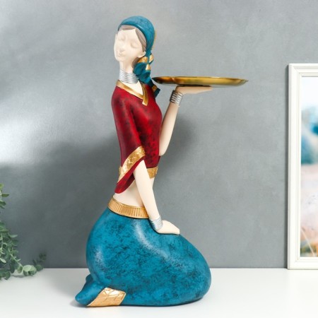Souvenir Polystone stand "Girl in African outfit" d = 23 cm 68x40.5x26 cm