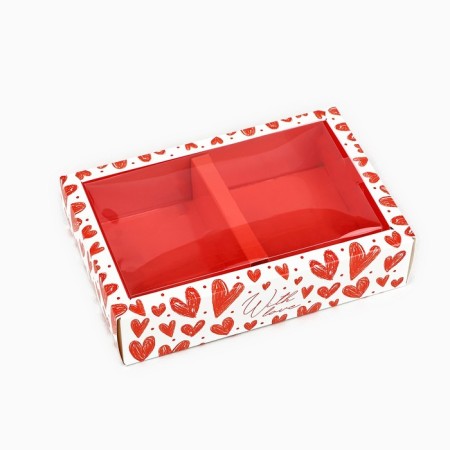 Folding box with a plastic lid "With Love", 16.5 x 11 x 4 cm