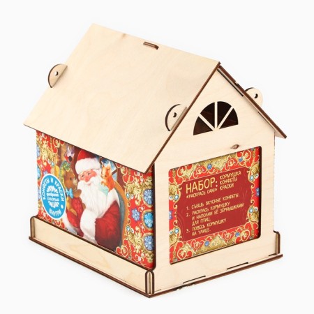 Sweet children's gift "Santa Claus": sweets 700 g, paints 12 colors, feeder-7