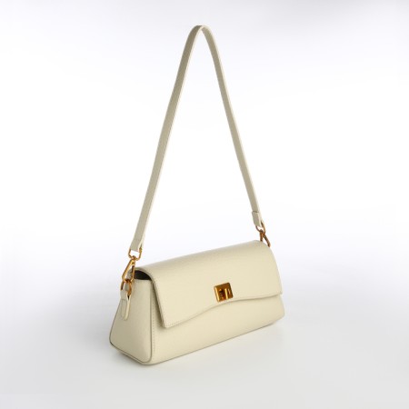 Bag Women's Messenger on the Textura valve, medium size, milk color-3