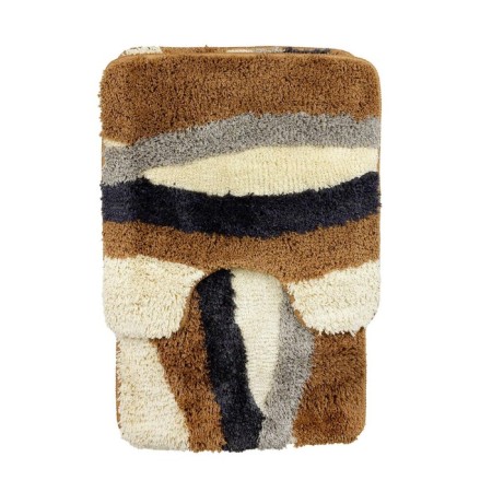 A set of bathroom mats "Albina", 2 pcs: 50 x 80 cm, 55 x 55 cm, brown color-1