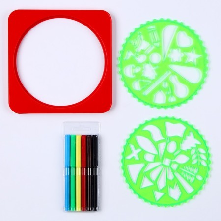 Stencils "Plant", set 2 pcs., 6 pcs. Flomasters