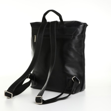 City backpack made of genuine leather with lightning, igermann, black color-1