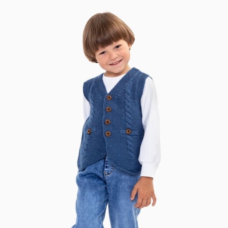 Vest for a boy, dark blue color, height 98 cm