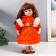 Doll Collectible Ceramics "Agatha in a bright orange dress and banta, with ruffles" 30 cm