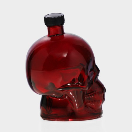 Glass bottle "Skull", 0.77 l, red color-4