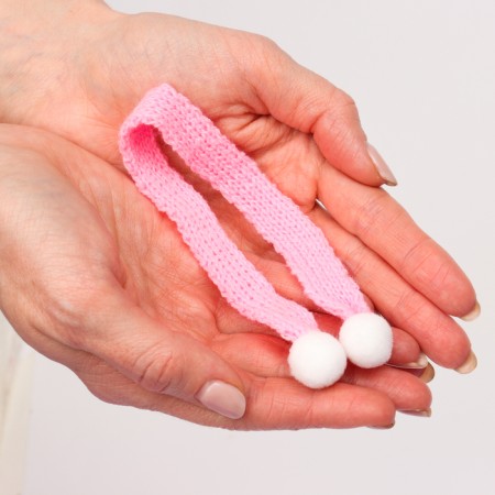 A scarf for toys knitted, set 5 pcs., Size 1 pc. - 27 × 2 cm, pink color-2