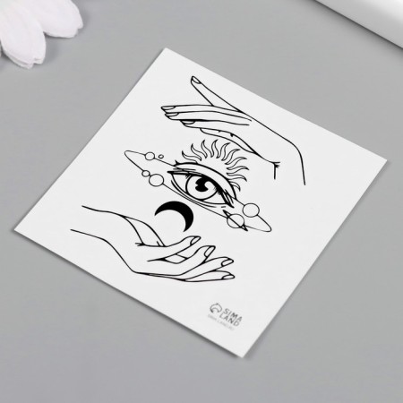 Tattoo on the body Black "Esoteric. Third Eye" 6x6 cm-4
