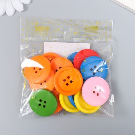 Buttons wood for creativity 4 punctures "simple" set of 15 pcs 3x3 cm-3