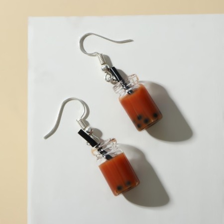 Earrings plastic "cocktail", brown color-1