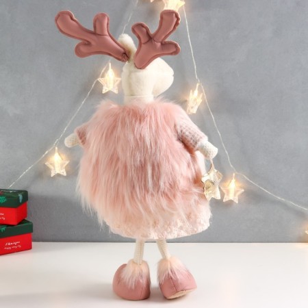 Interior doll "Deer in a pink outfit with an asterisk" 26x19x52 cm-3