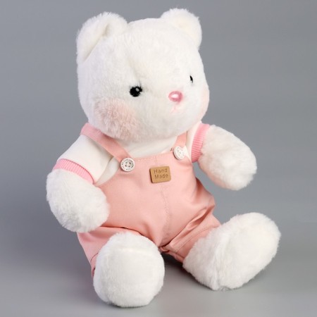 Soft toy "Little Friend", a bear in a pink overalls-3