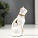 Souvenir ceramics "White cat with a necklace" with gold, rhinestones 9.5 cm
