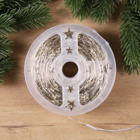 Garland "thread" 200 m Rosa, IP44, silver thread, 2000 LED, glow warm white, 36 V-1