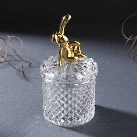 Casket glass "Hare rhombus" Gold 6x6x12.5 cm-1