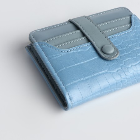 Women's wallet on the button, blue color-2