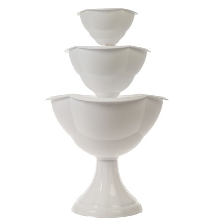 Plastic flowerbed, 3 tiers, d = 27–40–55 cm, h = 90 cm, white, "waterfall"-1