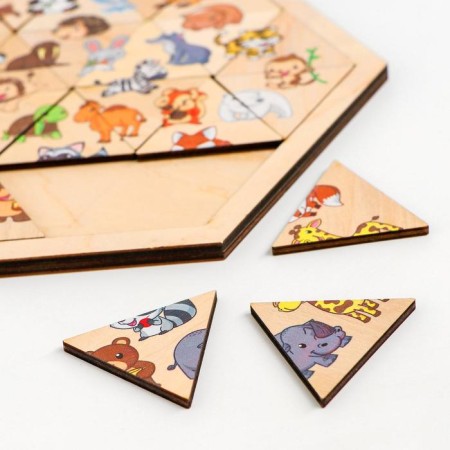 Wooden puzzle "Beasts. Entertaining triangles "-1