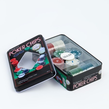 Poker, set for the game, chips with a face value of 100 pcs, 11.5 x 19 cm-1